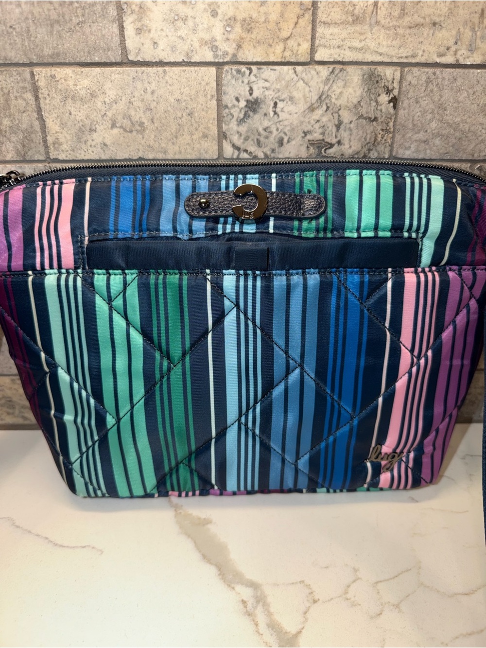 Lug Striped Quilted Women’s Cosmetic Bag - Multicolor